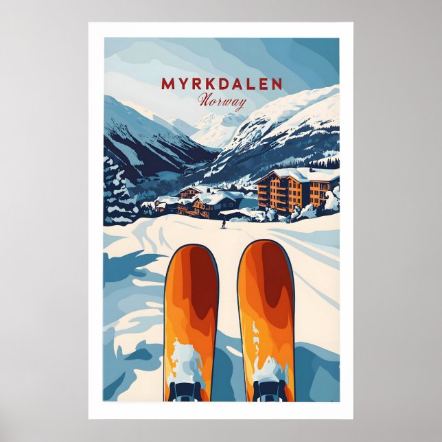 Myrkdalen Norge Print - Skidort Konst Vinter Poster (Framsidan)