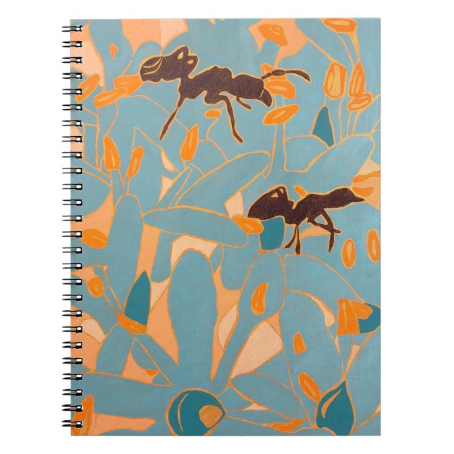 Myror med Blå blommor Australiensisk Flora Anteckningsbok (Framsidan)