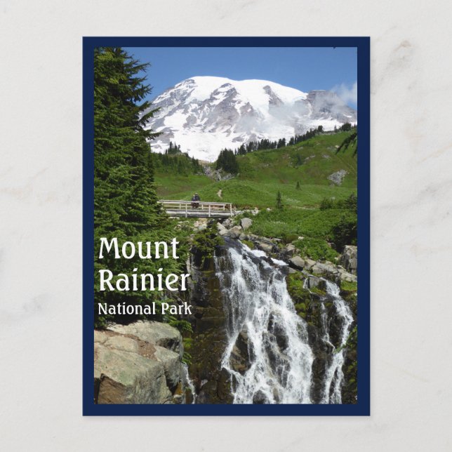 Myrtennedgångar (Mount Rainier N.P.) med text Vykort (Framsida)