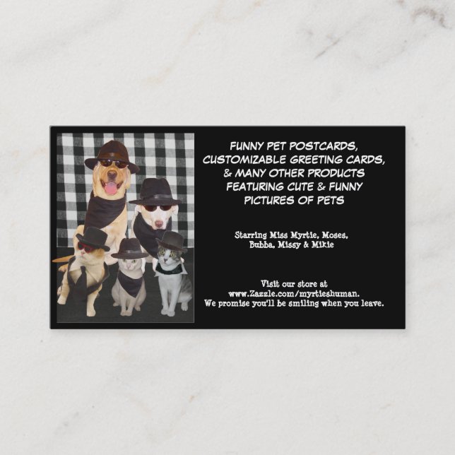 Myrties deppighetlabb & kalla katter visitkort (Framsida)