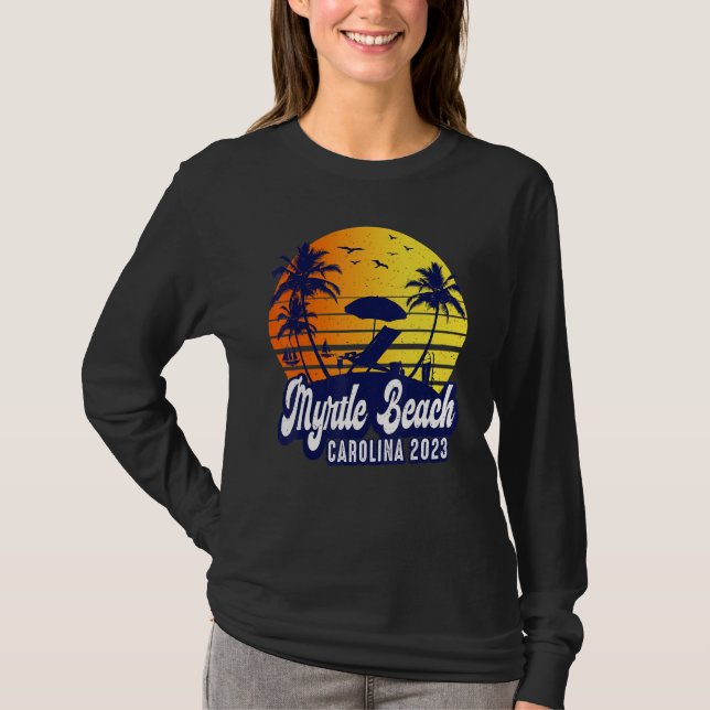 Myrtle Beach 2023 Carolina Sunset Beach Retro T Shirt (Framsida)