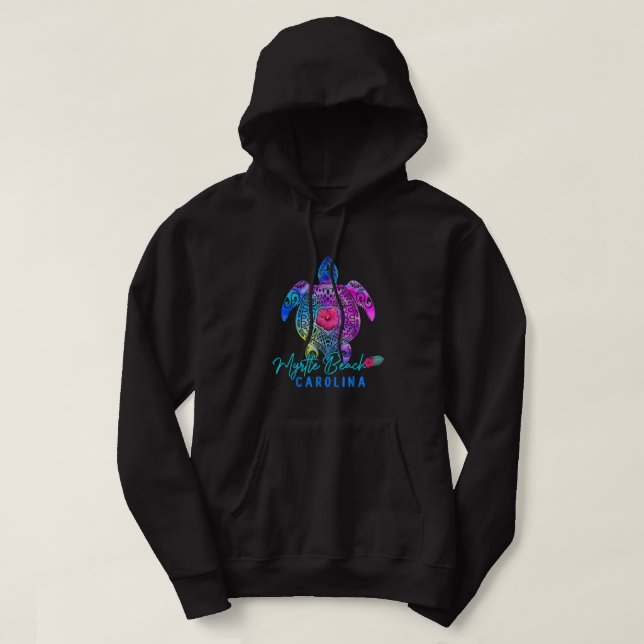 Myrtle Beach Carolina Tie Dye Sea Turtle Vacation Hoodie (Design framsida)