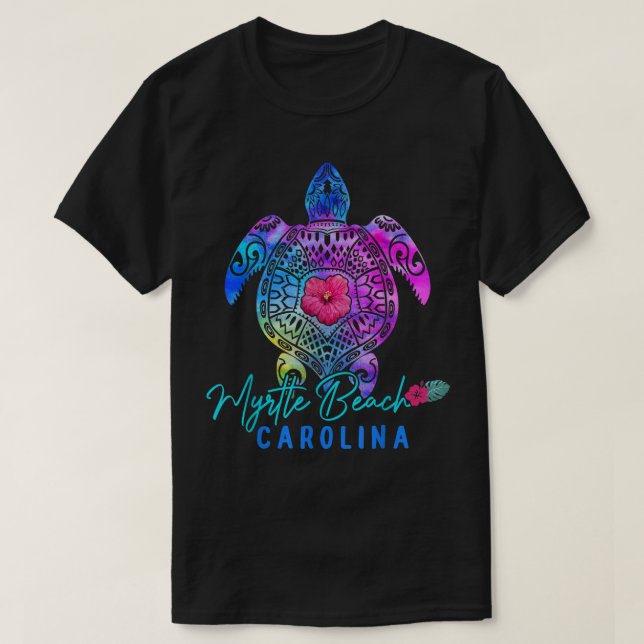 Myrtle Beach Carolina Tie Dye Sea Turtle Vacation T Shirt (Design framsida)