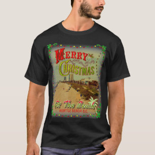 MYRTLE BEACH CHRISTMAS VID BEACH VINTAGE ART PÅ T SHIRT