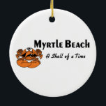 Myrtle Beach Crab Julgransprydnad Keramik<br><div class="desc">Knäbba säger "En Snäcka av en tid" på dessa gåvor och garantier från souvenir! Kan anpassas!</div>