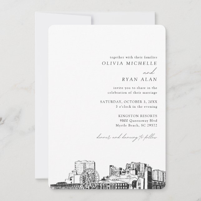Myrtle Beach Destination Wedding bjudande Inbjudningar (Framsida)