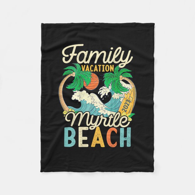 Myrtle Beach Family Vacation 2023 Matching Retro C Fleecefilt (Framsidan)
