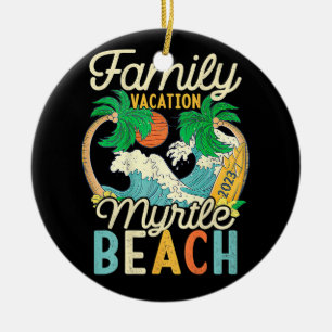 Myrtle Beach Family Vacation 2023 Matching Retro C Julgransprydnad Keramik