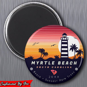 Myrtle Beach fyr SC Retro Sunset Souvenirs Magnet