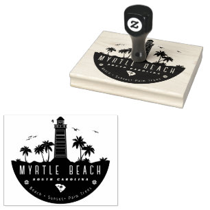 Myrtle Beach fyr SC Retro Sunset Souvenirs Stämpel