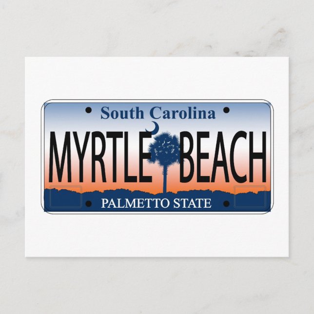 Myrtle Beach License Plate Vykort (Framsida)