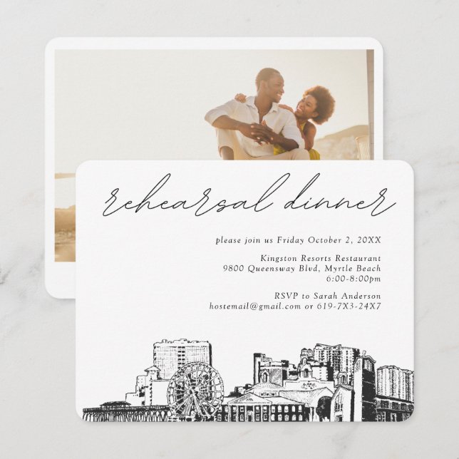 Myrtle Beach Rehearsal Inbjudan-visitkort Tilläggskort (Fram/baksida)