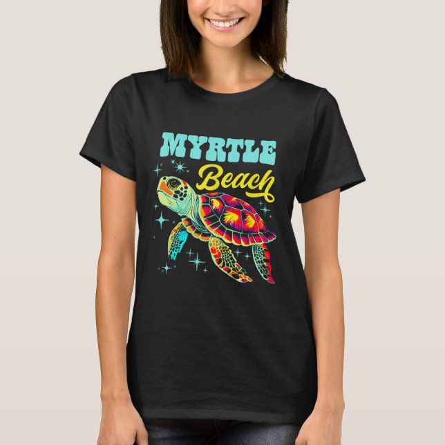 Myrtle Beach Sc Artistic Sea Turtle Retro T Shirt (Framsida)