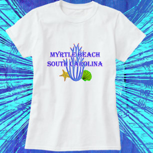 Myrtle Beach SC Coral Starfish and Scallop Snäcka  T Shirt