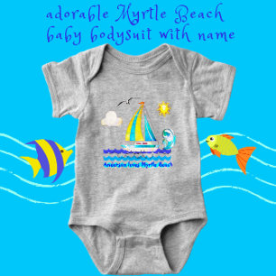 Myrtle Beach, SC Cute Sailboat, Sunshine and Gull T Shirt