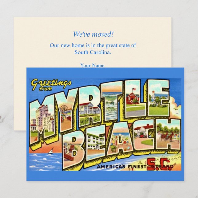 Myrtle Beach SC Flyttningskungörelse Julkort (Fram/baksida)
