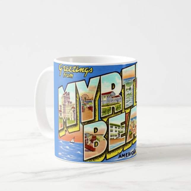 Myrtle Beach SC Hälsning Kaffemugg (Framsida vänster)