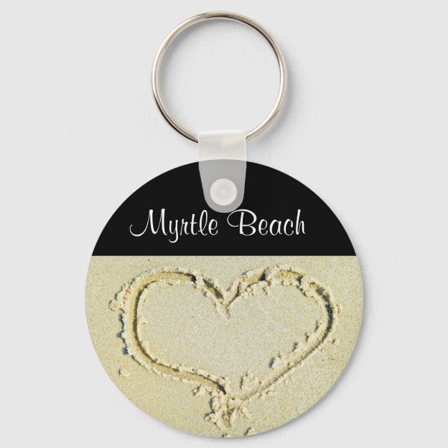 Myrtle Beach SC Heart på en Sandy Beach-Nyckelring Nyckelring (Framsida)