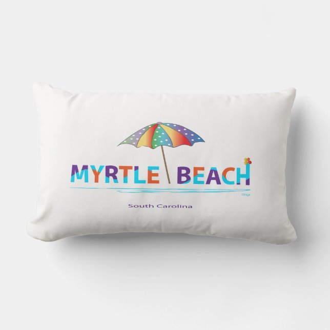 Myrtle Beach, SC med Umbrella Graphic Lumbarkudde (Framsida)