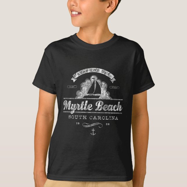 Myrtle Beach Sc Sailboat Vintage Nautical Tee (Framsida)