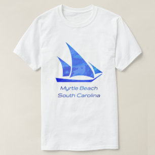 Myrtle Beach SC Sleek Bright Blue Sailboat T Shirt