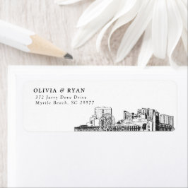 Myrtle Beach Skyline Modern Returetiketters Returadress Etikett