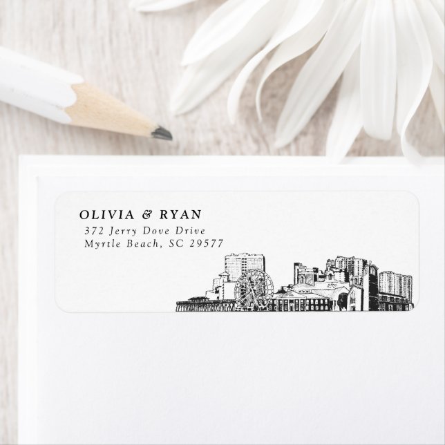 Myrtle Beach Skyline Modern Returetiketters Returadress Etikett (Insitu)