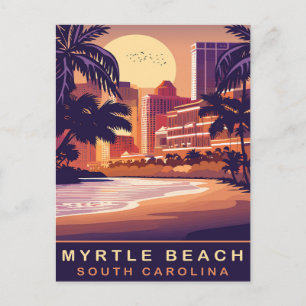 Myrtle Beach, Solnedgång, South Carolina, Resa Vykort