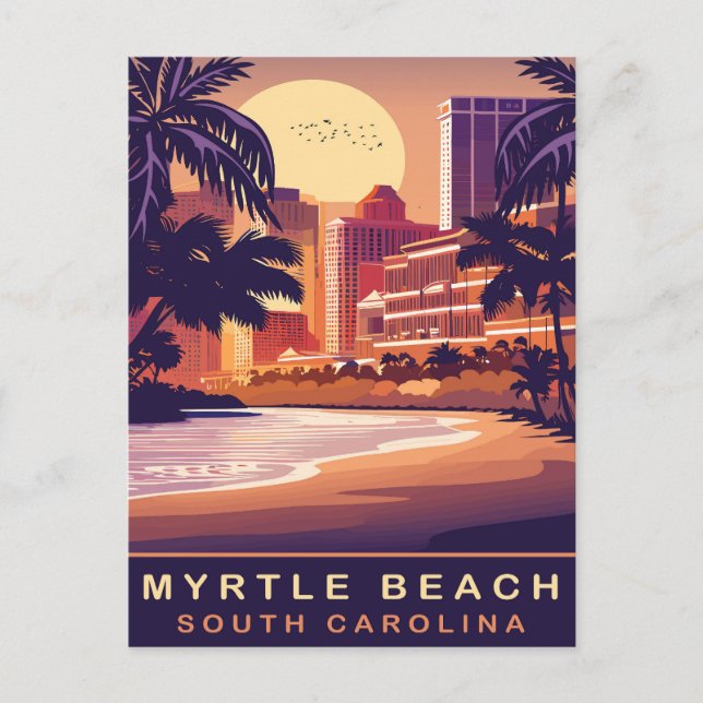 Myrtle Beach, Solnedgång, South Carolina, Resa Vykort (Framsida)