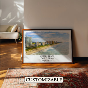 Myrtle Beach South Carolina Affisch, Akvarell Poster