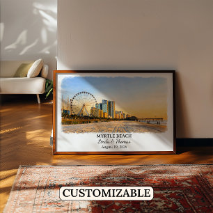 Myrtle Beach South Carolina Affisch, Akvarell Poster