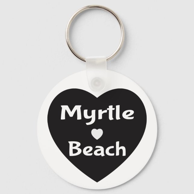Myrtle Beach South Carolina Heart Black Keychain Nyckelring (Framsida)