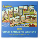 Myrtle Beach South Carolina Memory Tile Kakelplatta<br><div class="desc">Exceptionell gåva! Kom ihåg att Myrtle Beach resa,  helg,  äventyr med vänner eller familj på en keramisk bricka 6 x 6 med vintage,  återvykort från ställe. Det är enkelt att anpassa/anpassa!</div>