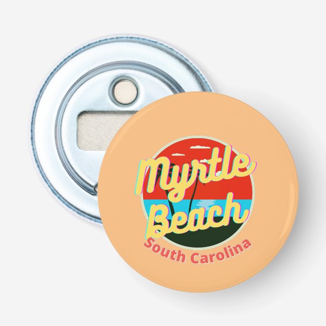 Myrtle Beach South Carolina Retro Sunset Flasköppnare (Framsidan)