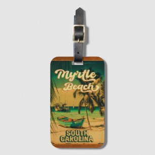 Myrtle Beach South Carolina Retro Sunset Souvenir Bagagebricka