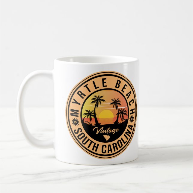 Myrtle Beach South Carolina Retro Sunset Souvenir Kaffemugg (Vänster)
