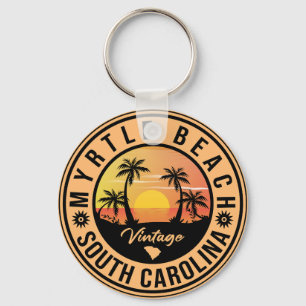 Myrtle Beach South Carolina Retro Sunset Souvenir Nyckelring