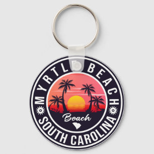 Myrtle Beach South Carolina Retro Sunset Souvenir Nyckelring