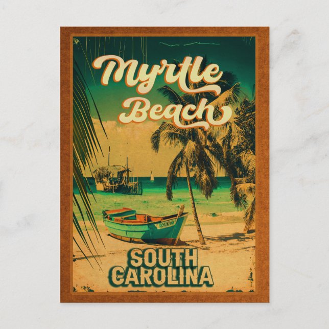 Myrtle Beach South Carolina Retro Sunset Souvenir Vykort (Framsida)