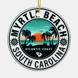 Myrtle Beach South Carolina Retro Sunset Souvenirs Julgransprydnad Keramik