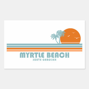 Myrtle Beach South Carolina Sol Handflatan Träd Rektangulärt Klistermärke