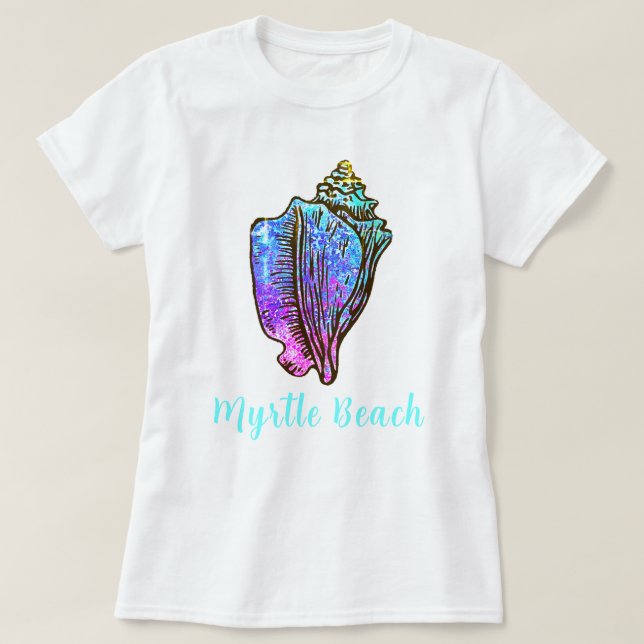 Myrtle Beach South Carolina Söt Conch Sea Snäcka T Shirt (Design framsida)