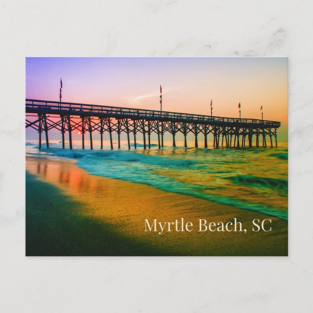 Myrtle Beach, South Carolina Sunset på Pier Vykort (Framsida)