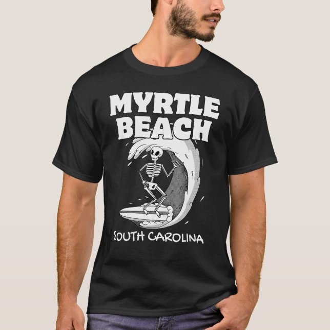 MYRTLE BEACH SOUTH CAROLINA Surfa Retro Wave Vinta T Shirt (Framsida)