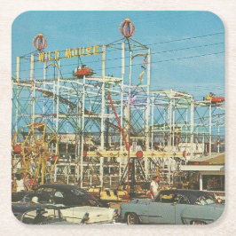 Myrtle Beach, South Carolina Vintage Amusement Underlägg Papper Kvadrat