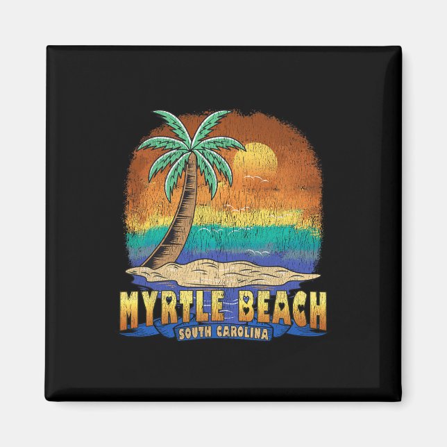 Myrtle Beach South Carolina Vintage Distress Sou Magnet (Framsidan)