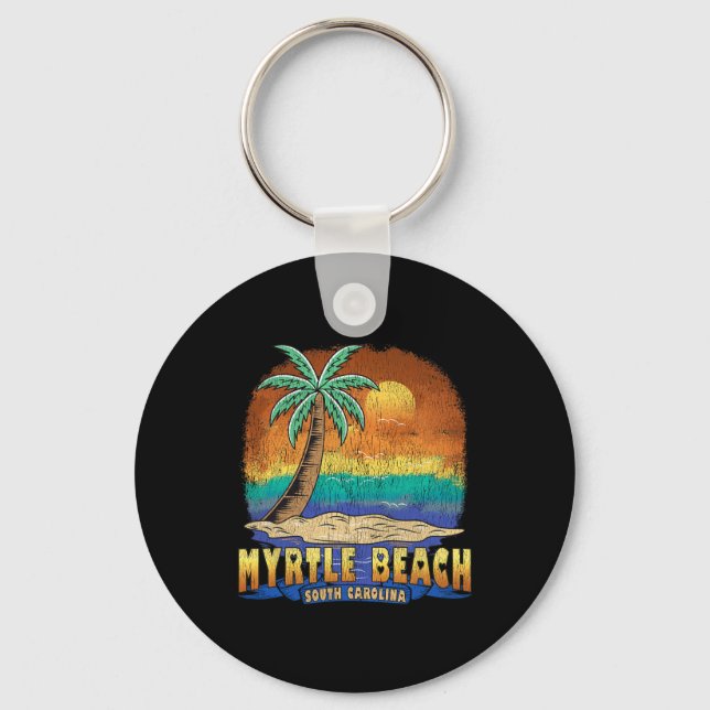 Myrtle Beach South Carolina Vintage Distress Sou Nyckelring (Framsida)