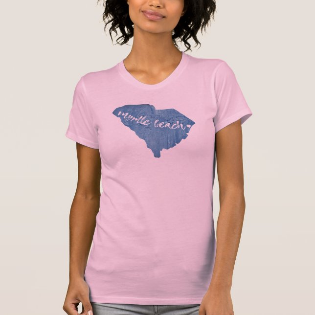 Myrtle Beach South Carolina Wood Grain T Shirt (Framsida)