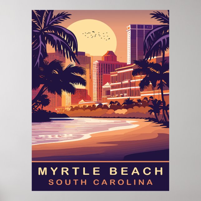 Myrtle Beach, Sunset, South Carolina, Travel Poster (Framsidan)