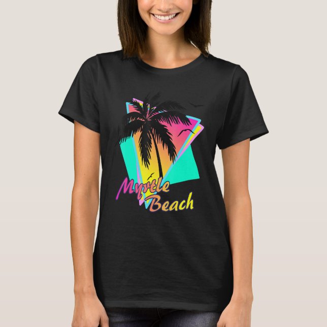 Myrtle Beach Tropical Summer Handflatan Träd Sunse T Shirt (Framsida)